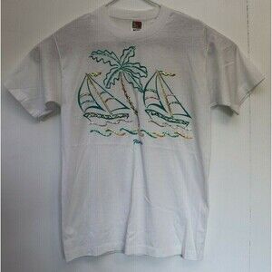 Vintage 1990s Single Stitch Sparkle Glitter Florida Graphic‎ T Shirt Sz M